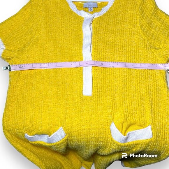 FREE ASSEMBLY WOMENS YELLOW KNIT MINI DRESS SCALLOPED TRIM Size XL - Picture 8 of 14